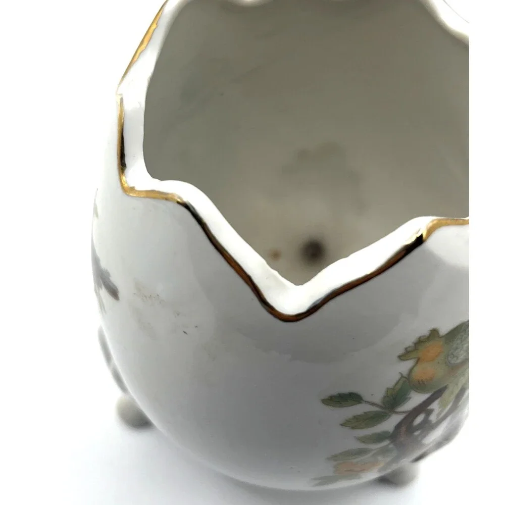 Vtg Andrea by Sadek 3-Footed Porcelain Egg-Shaped Vase 9492 Japan Birds 4.25